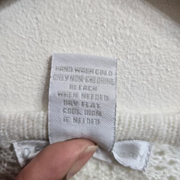 Design History Open Knit Sweater S Metallic Crotchet Soft Sheer Dainty Boho - Picture 7 of 9